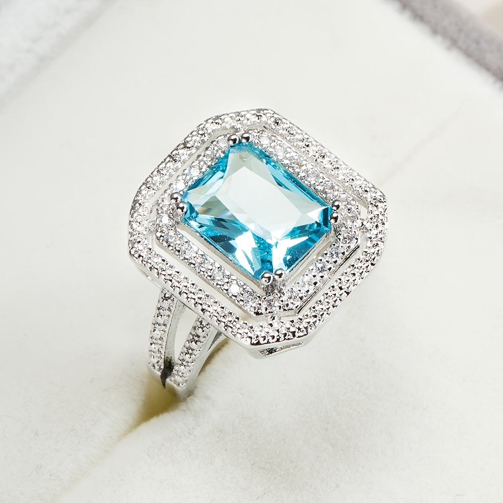 Rectangular Light Ocean Classic Men's Wedding Ring
